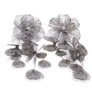 Silver Floral Drop Earrings - Statement Petal Design